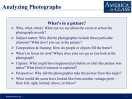 Analyzing Photographs