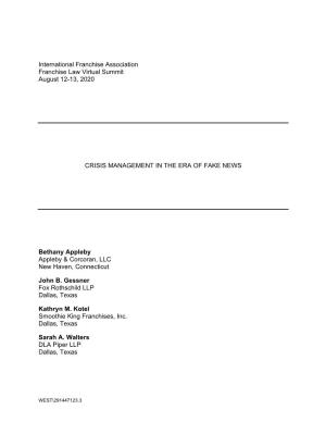 IFA 2020 Crisis Management Paper.Pdf