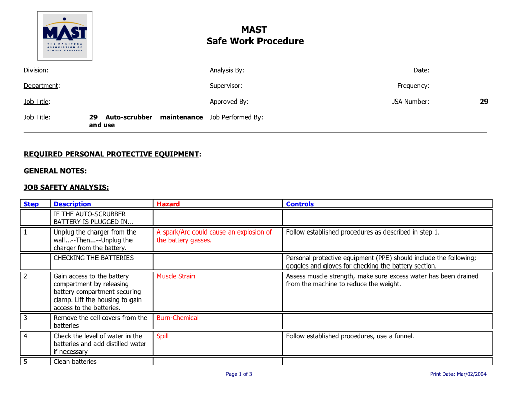 Job Safety Analysis