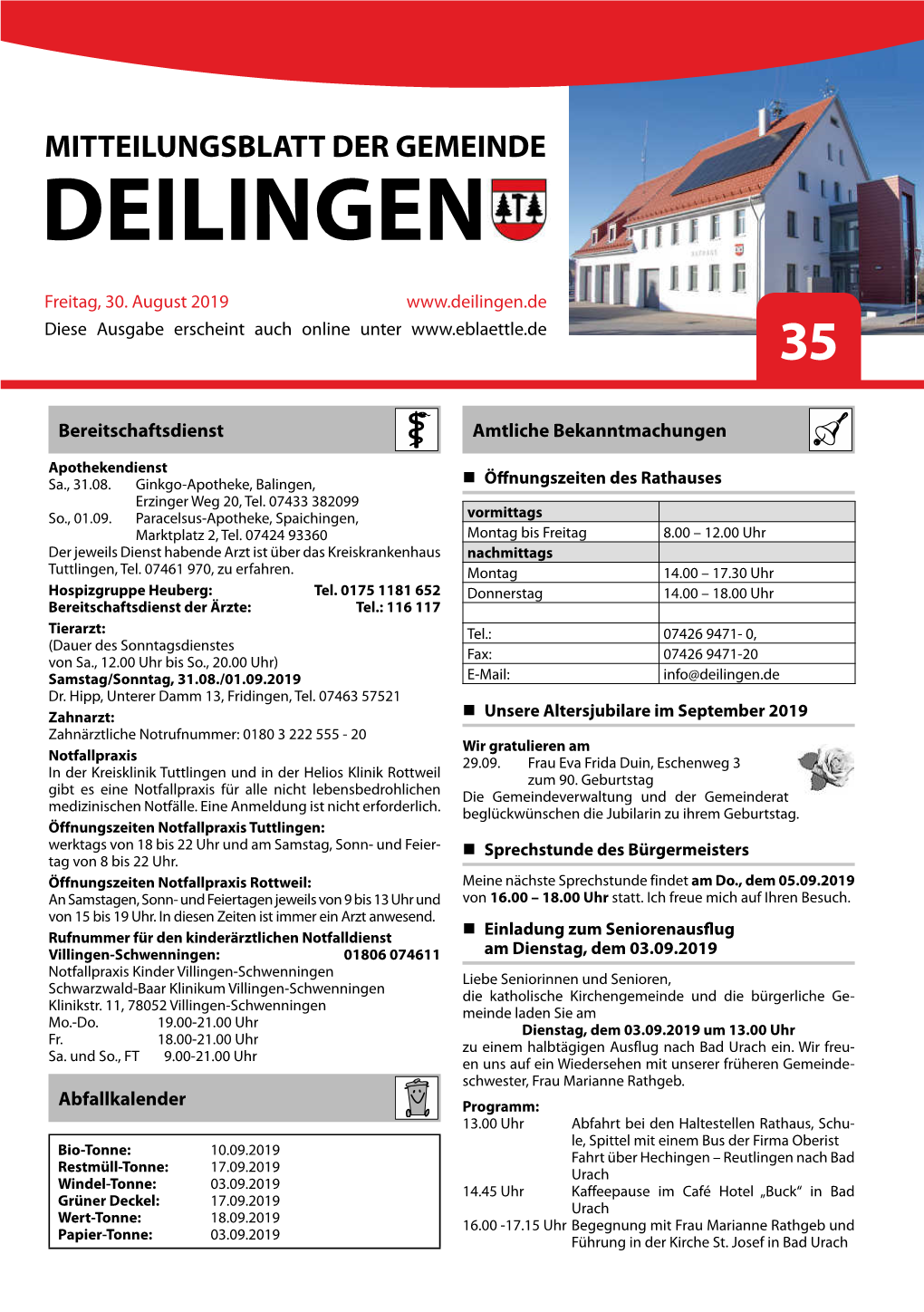 Mitteilungsblatt Der Gemeinde Deilingen