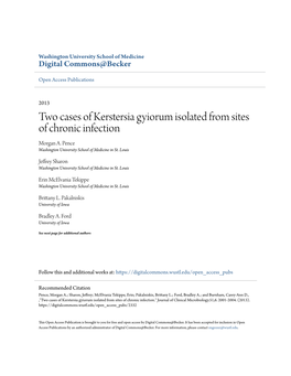 Two Cases of Kerstersia Gyiorum Isolated from Sites of Chronic Infection Morgan A