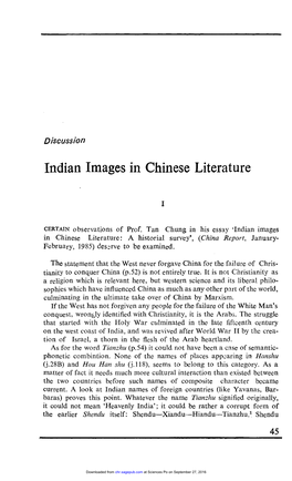 Indian Images in Chinese Literature