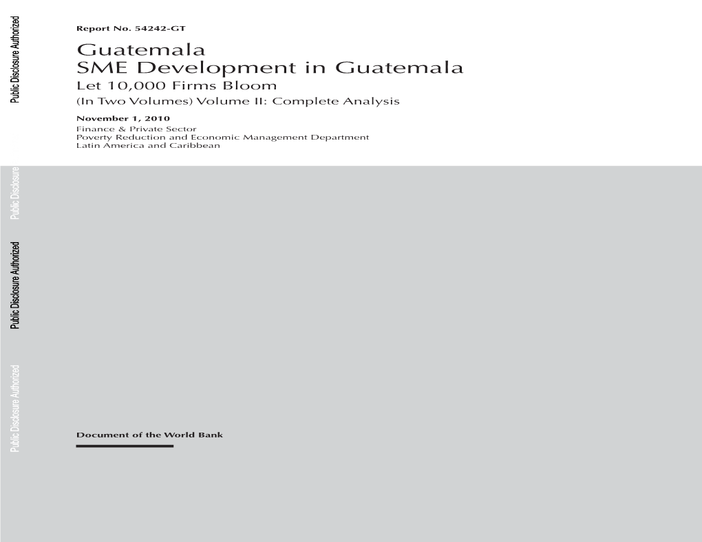 Guatemala SME Development in Guatemala Let 10,000 Firms Bloom