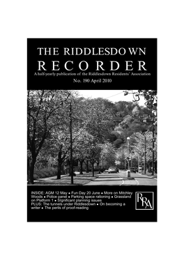 R E C O R D E R a Half-Yearly Publication of the Riddlesdown Residents’ Association No