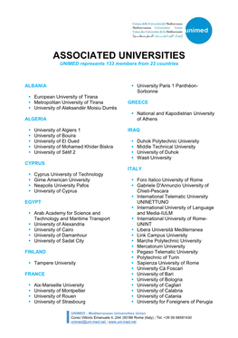 ASSOCIATED UNIVERSITIES UNIMED Represents 133 Members from 23 Countries
