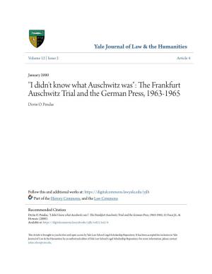 The Frankfurt Auschwitz Trial and the German Press, 1963-1965, 12 Yale J.L