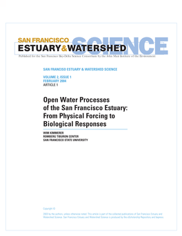 Open Water Processes of the San Francisco Estuary: from Physical Forcing to Biological Responses