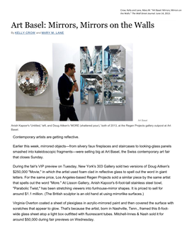 Art Basel: Mirrors, Mirrors on the Walls.” the Wall Street Journal