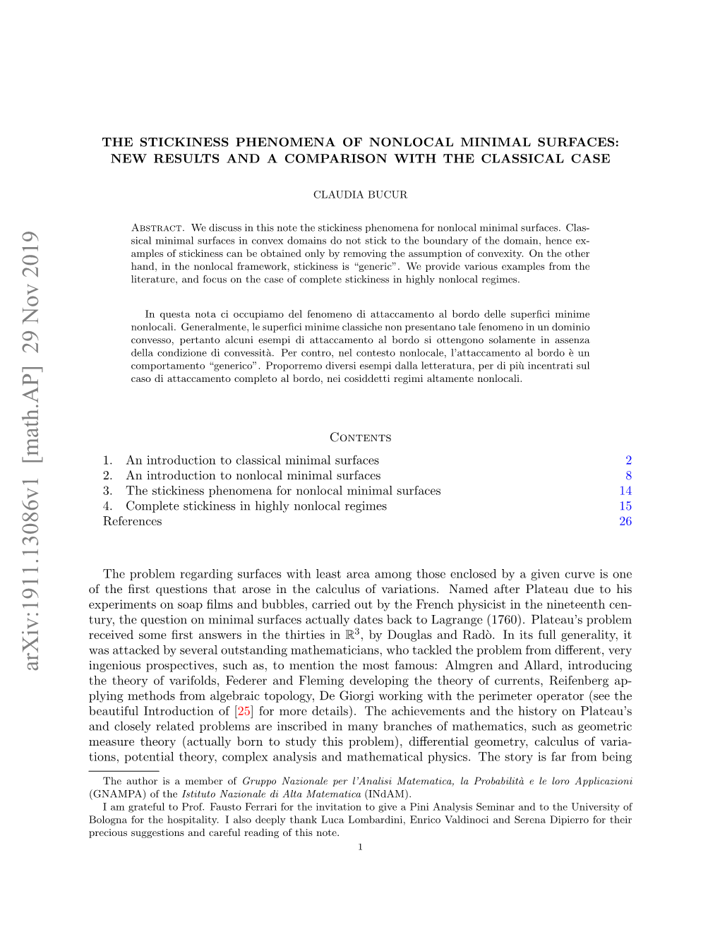 Arxiv:1911.13086V1 [Math.AP] 29 Nov 2019