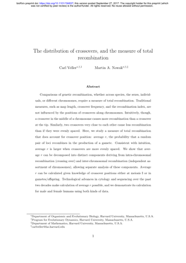 The Distribution of Crossovers, and the Measure of Total Recombination