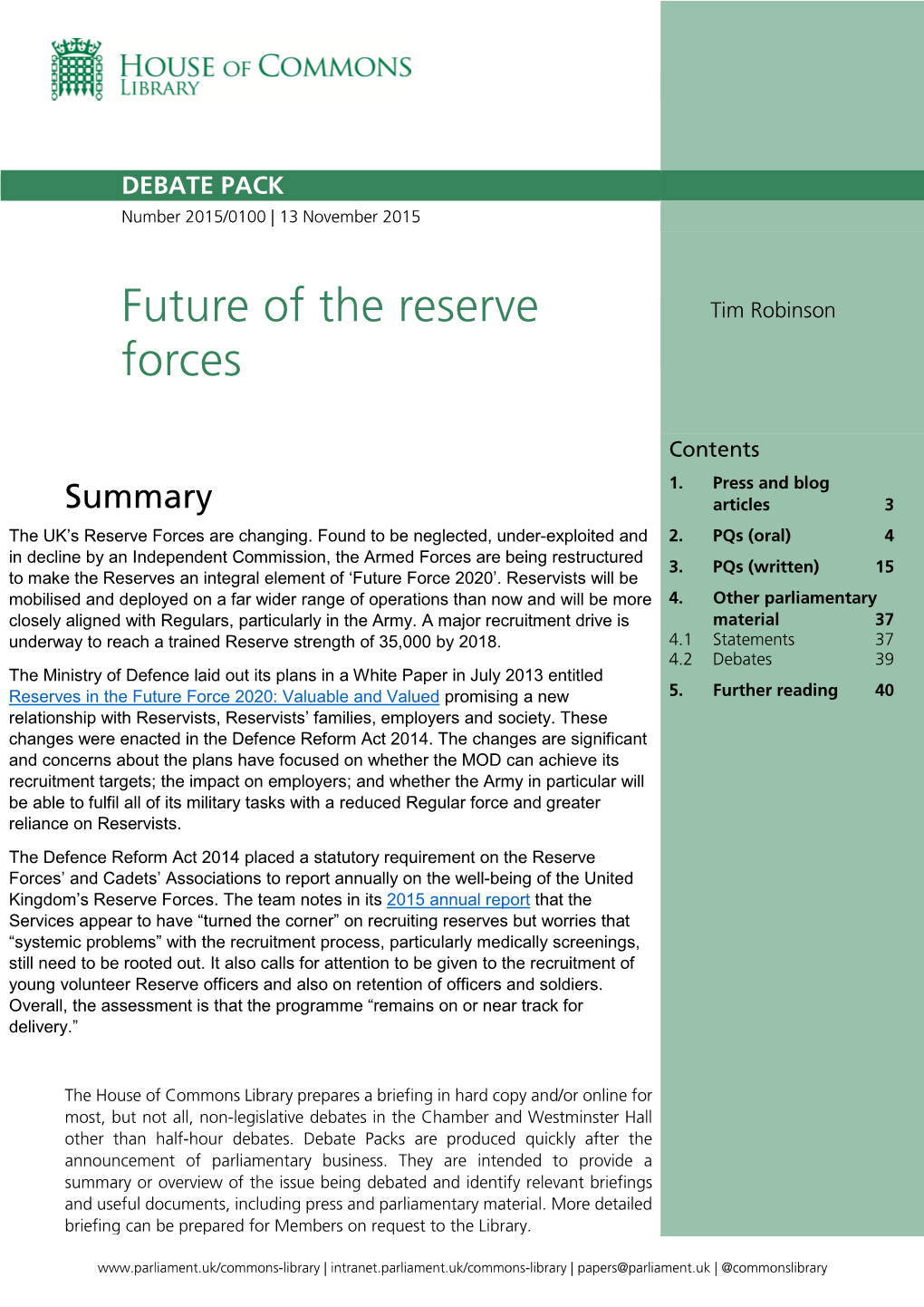 Future of the Reserve Forces