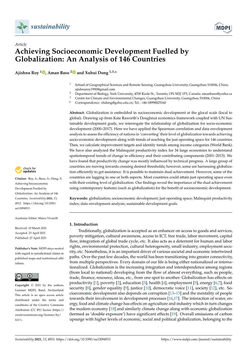 Achieving Socioeconomic Development Fuelled by Globalization: an Analysis of 146 Countries