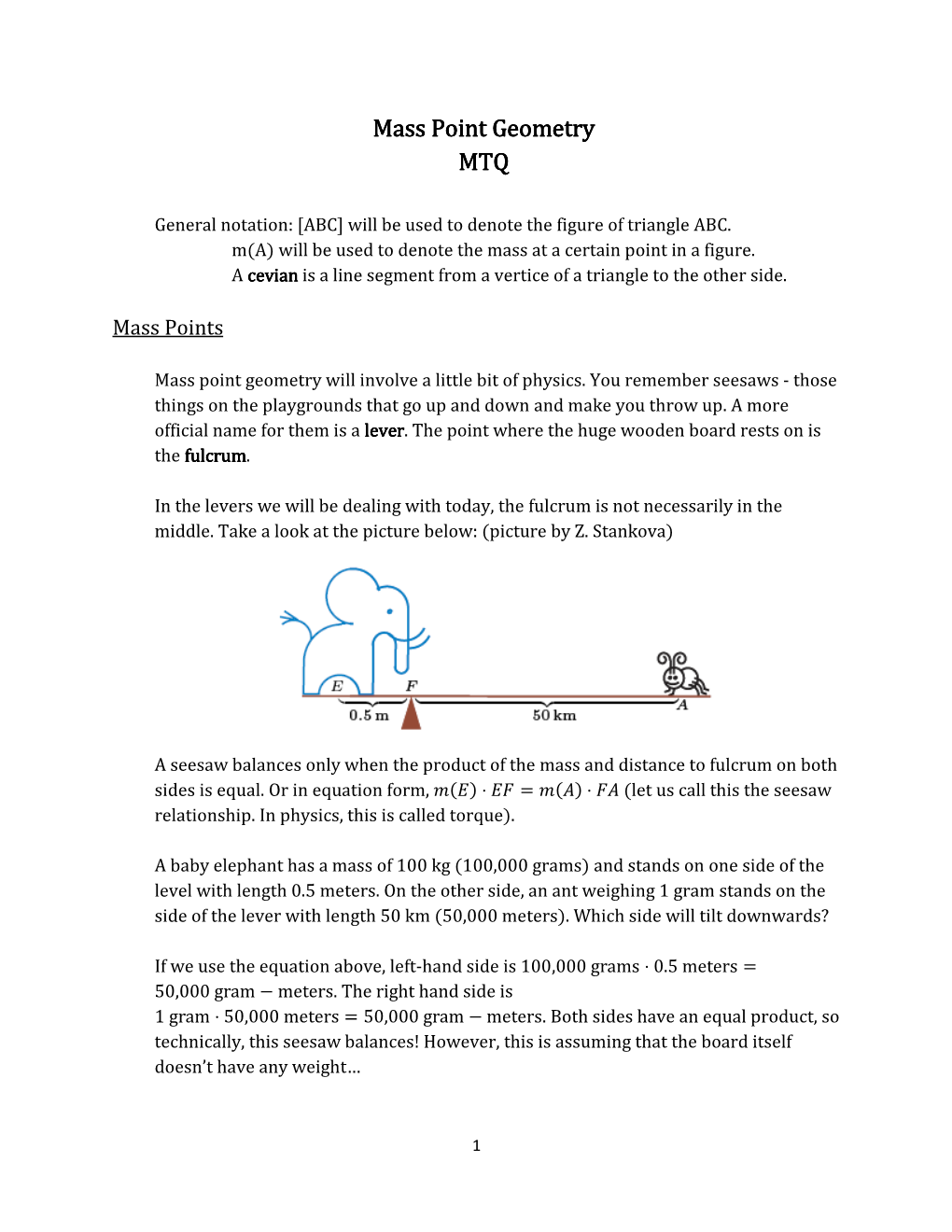 Mass Point Geometry Mass Point Geometry