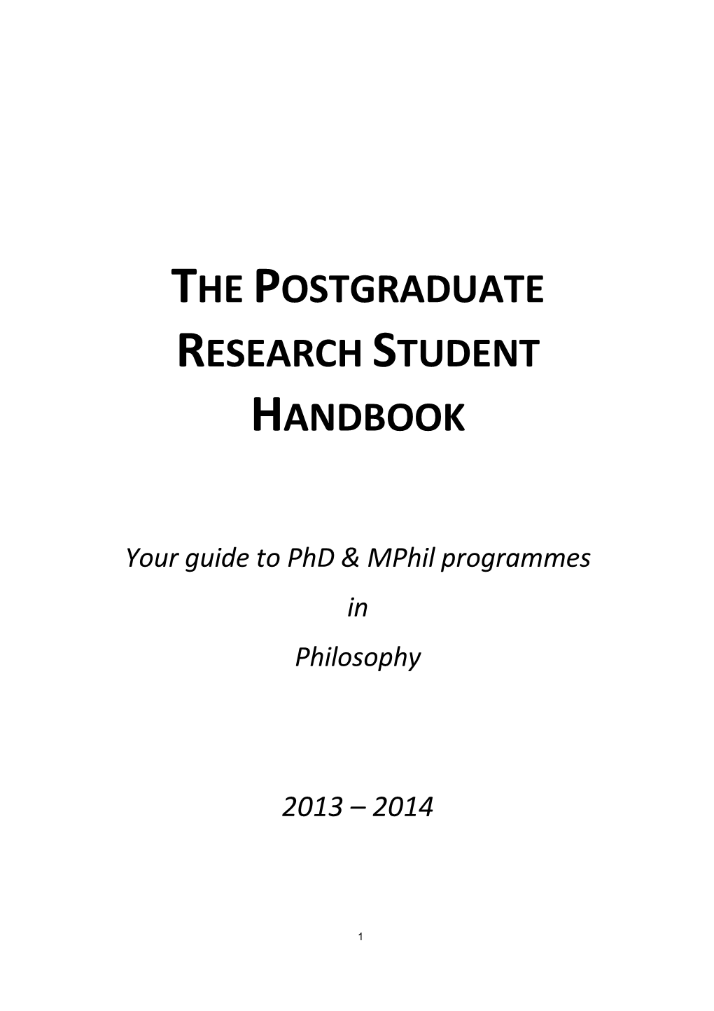 The Postgraduate Research Student Handbook