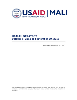 USAID-Mali Health Strategy 2014-2018