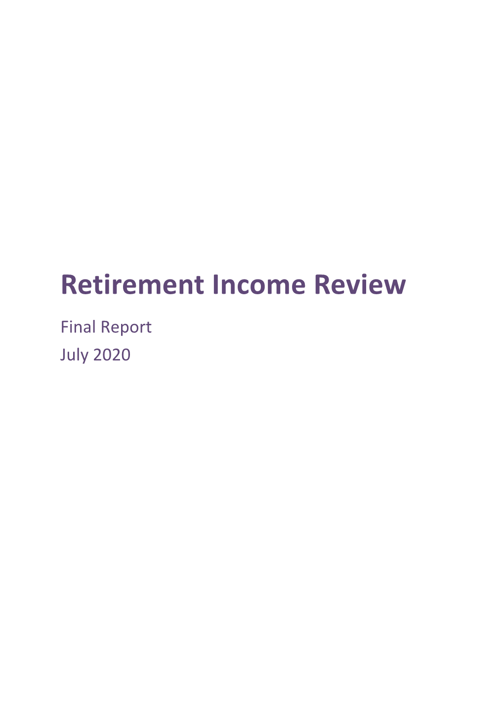 Retirement Income Review Final Report July 2020