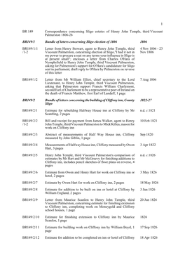 BR 149 Correspondence Concerning Sligo Estates of Henry John Temple, Third Viscount Palmerston 1806-26