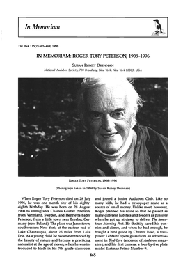 In Memoriam: Roger Tory Peterson, 1908-1996