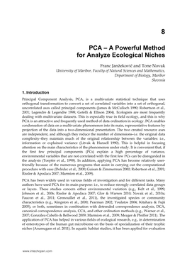 PCA – a Powerful Method for Analyze Ecological Niches