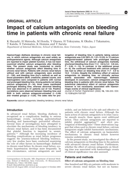 Impact of Calcium Antagonists on Bleeding Time in Patients with Chronic Renal Failure