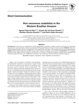 Short Communication Non-Venomous Snakebites in the Western Brazilian