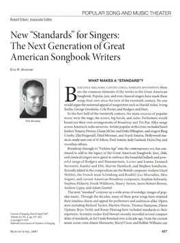 For Singers: the Next Generation of Great American Songbook Writers
