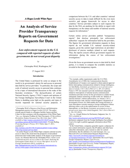 An Analysis of Service Provider Transparency Reports On