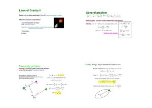 Laws of Gravity II General Problem Two-Body Problem