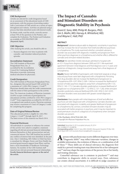 The Impact of Cannabis and Stimulant Disorders on Diagnostic Stability In