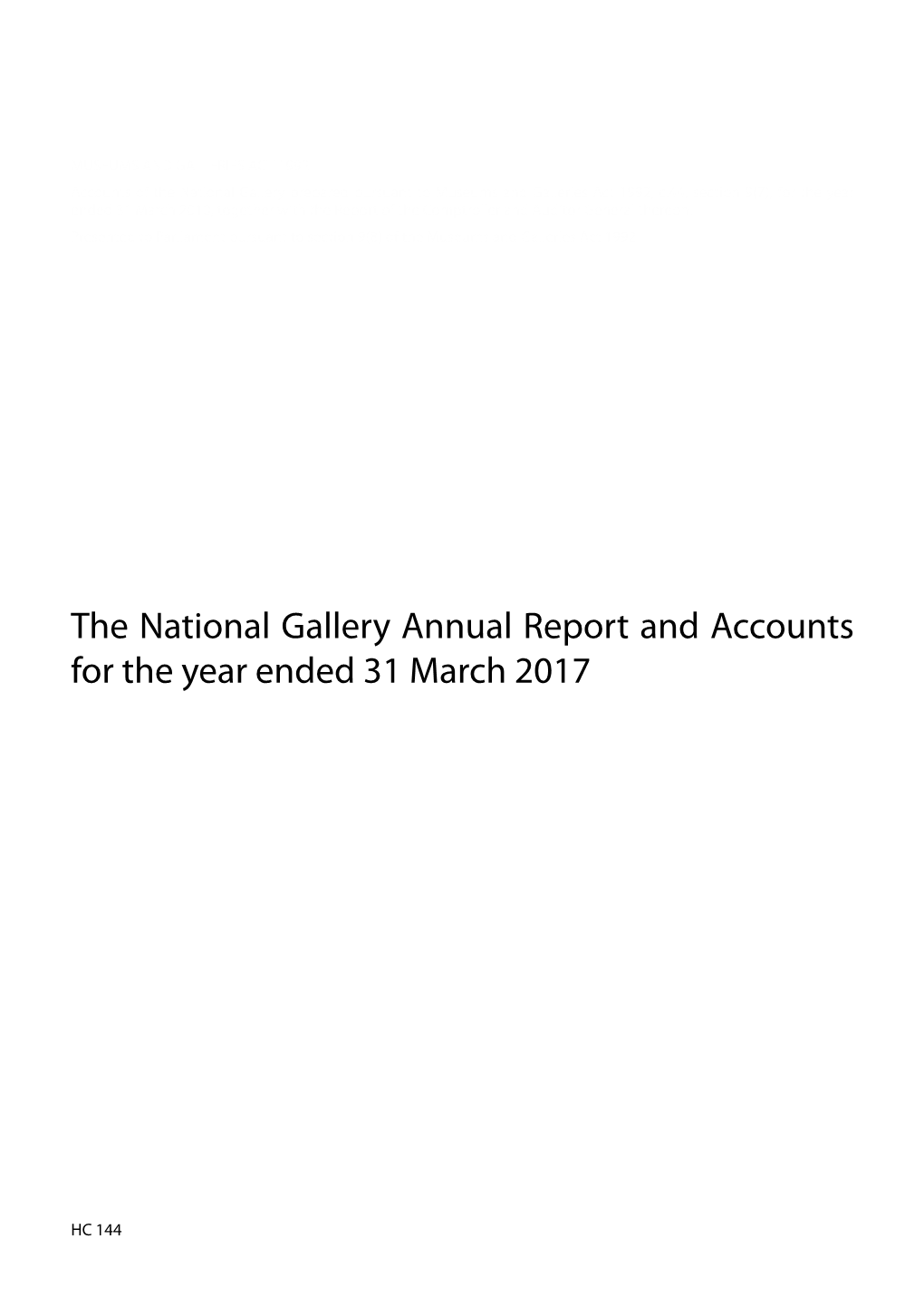 59954 the National Gallery Annual Report and Accounts for the Year