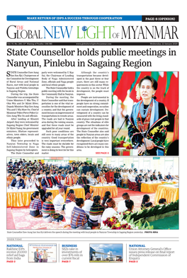 State Counsellor Holds Public Meetings in Nanyun, Pinlebu in Sagaing Region