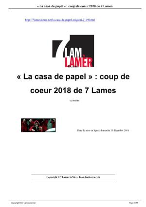 La Casa De Papel » : Coup De Coeur 2018 De 7 Lames