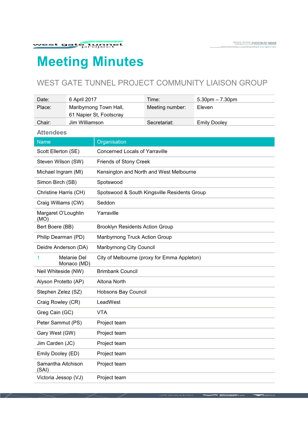 West Gate Tunnel Project Community Liaison Group