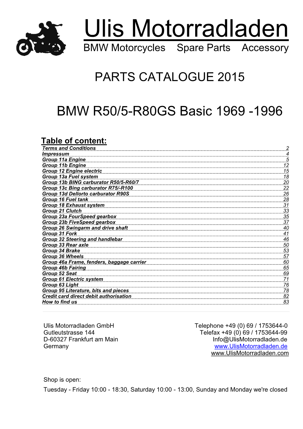 Parts Catalogue BMW R50/5-R80GS Basic