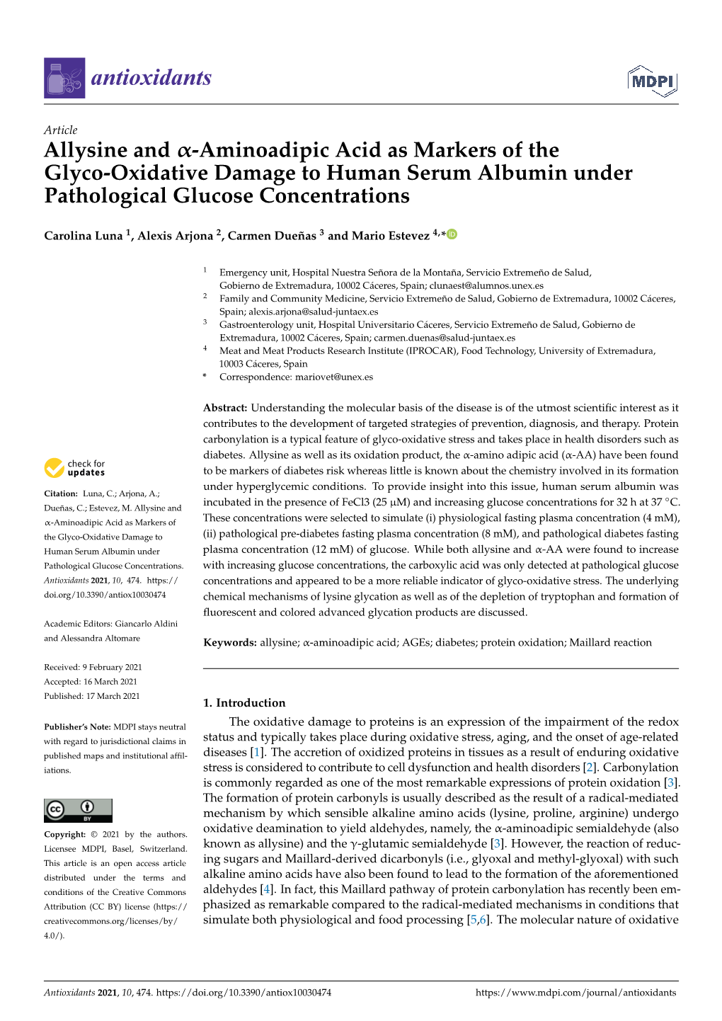 Allysine and Α-Aminoadipic Acid As Markers of the Glyco-Oxidative Damage to Human Serum Albumin Under Pathological Glucose Concentrations