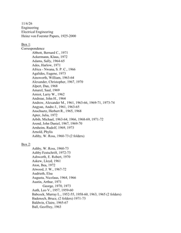 11/6/26 Engineering Electrical Engineering Heinz Von Foerster Papers, 1925-2000