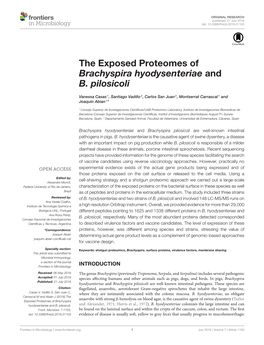 The Exposed Proteomes of Brachyspira Hyodysenteriae and B. Pilosicoli