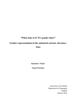 Gender Representation in the Animated Cartoon Adventure Time