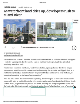 As Waterfront Land Dries Up, Developers Rush to Miami River
