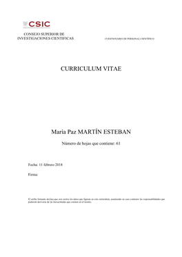 CURRICULUM VITAE María Paz MARTÍN