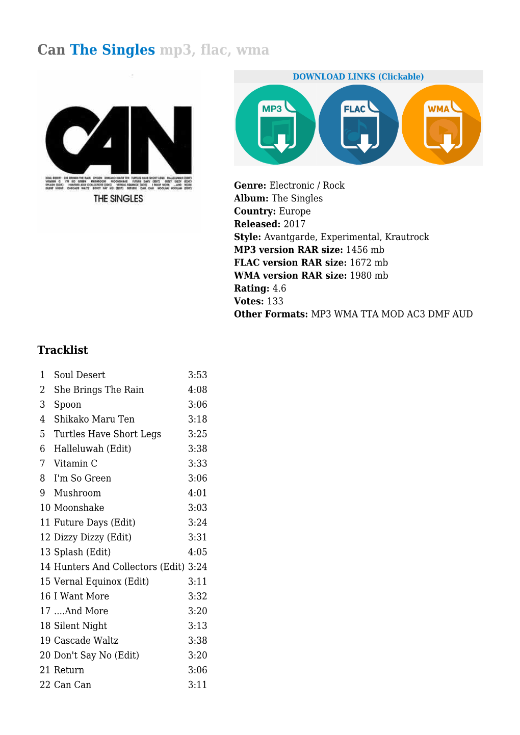 Can the Singles Mp3, Flac, Wma