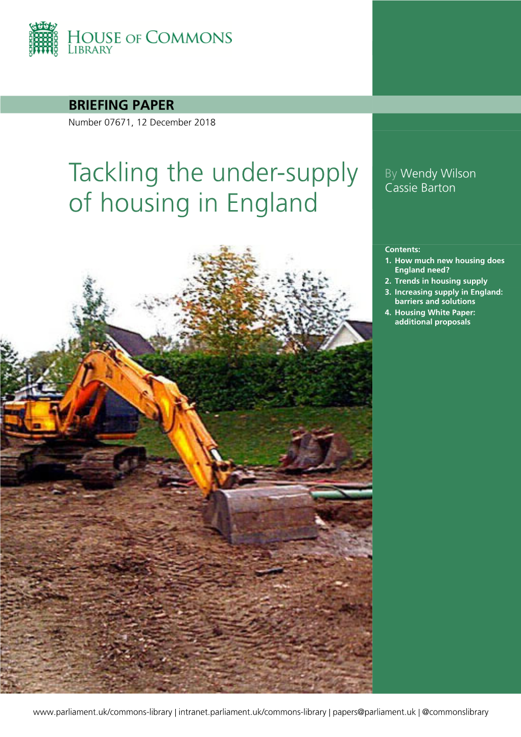 Tackling the Under-Supply of Housing in England House Of