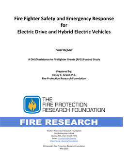 Fire Fighter Safety and Emergency Response for Electric Drive and Hybrid Electric Vehicles