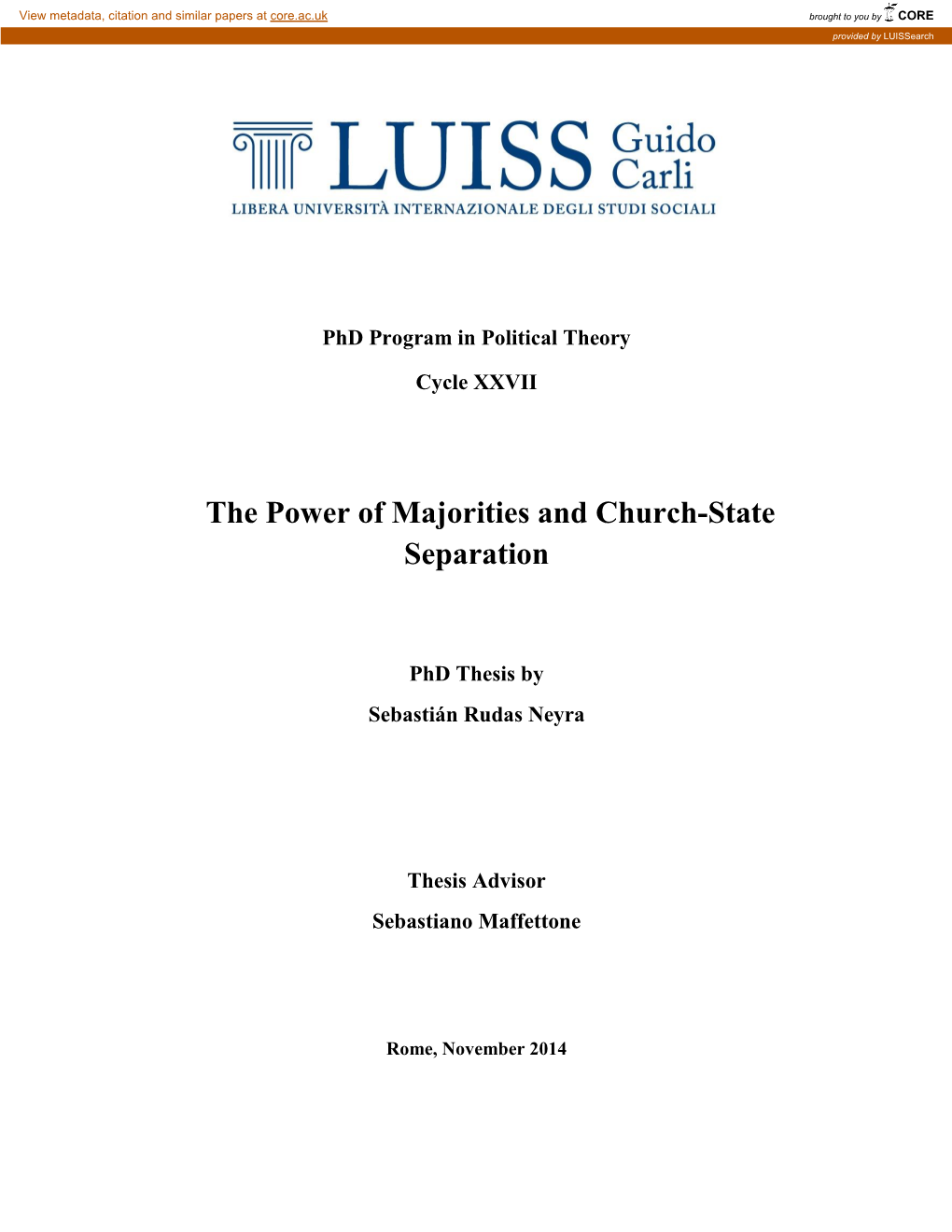 The Power of Majorities and Church-State Separation