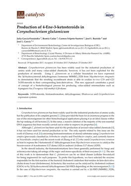 Production of 4-Ene-3-Ketosteroids in Corynebacterium Glutamicum