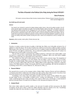 The Role of Scandal in the Political Life of Italy During the Period 1976-2011