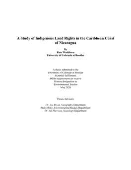 A Study of Indigenous Land Rights in the Caribbean Coast of Nicaragua