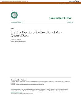 The True Executor of the Execution of Mary, Queen of Scots," Constructing the Past: Vol