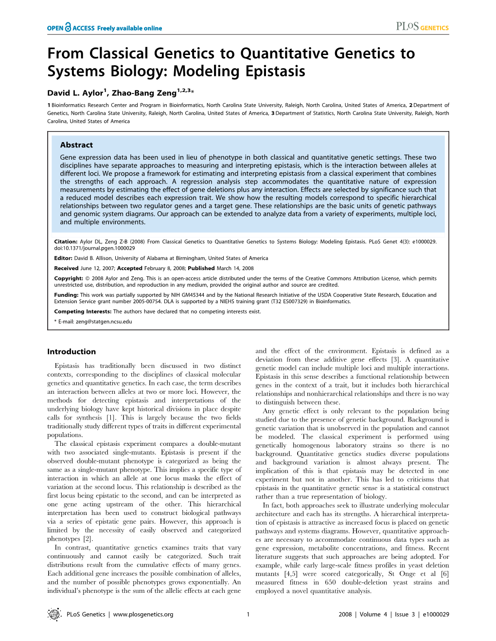 From Classical Genetics to Quantitative Genetics to Systems Biology: Modeling Epistasis