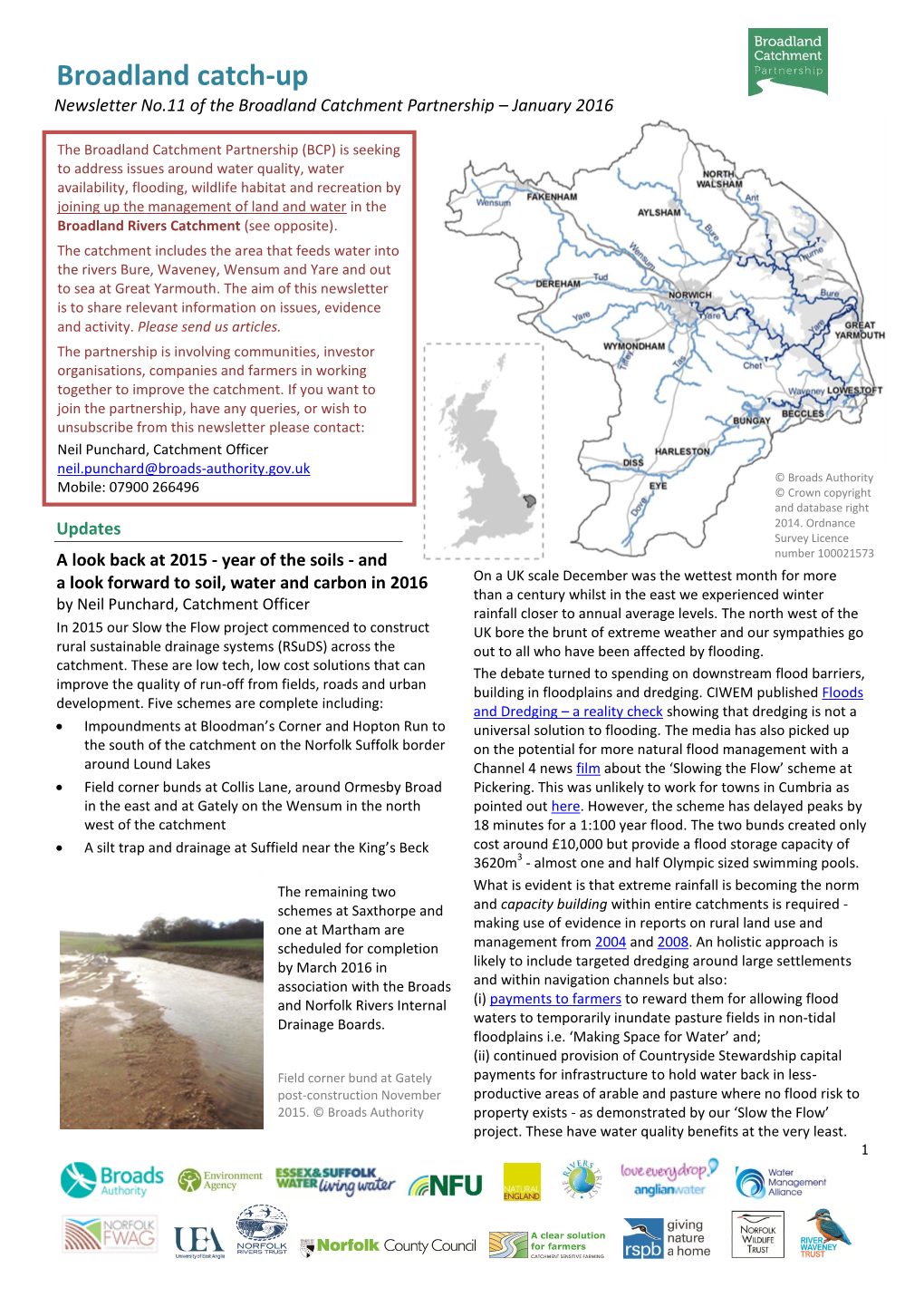 Broadland Catch-Up Newsletter No.11 of the Broadland Catchment Partnership – January 2016